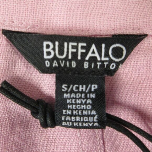 BUFFALO DAVID BITTON Linen Blend Button Front Shirt S 4-6 Fidji Pink Blouse NWT - Picture 6 of 9